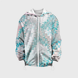 Куртка с капюшоном детская Серо-бирюзовый абстрактный, цвет: 3D-белый