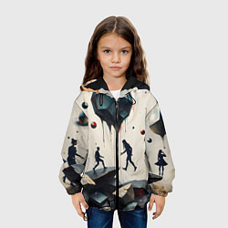 Куртка с капюшоном детская Сюрреалистичные люди и камни, цвет: 3D-черный — фото 2