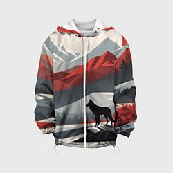 Куртка с капюшоном детская Лиса и красные горы, цвет: 3D-белый