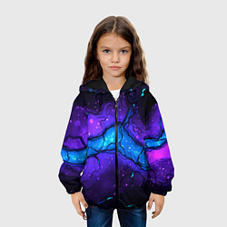 Куртка с капюшоном детская Синяя звездная полоса в плите текстура, цвет: 3D-черный — фото 2