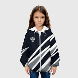 Куртка с капюшоном детская Герб России тёмно-синий с белым, цвет: 3D-белый — фото 2