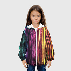 Куртка с капюшоном детская Неоновый и переливающийся киберпанк узор, цвет: 3D-белый — фото 2