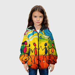 Куртка с капюшоном детская Дружба человечков, цвет: 3D-черный — фото 2
