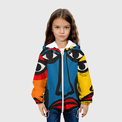 Куртка с капюшоном детская Арт с лицами, цвет: 3D-белый — фото 2