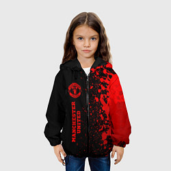 Куртка с капюшоном детская Manchester United - red gradient по-вертикали, цвет: 3D-черный — фото 2