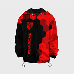Куртка с капюшоном детская Porsche - red gradient по-вертикали, цвет: 3D-черный