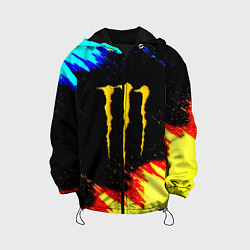 Куртка с капюшоном детская Monster energy огненные краски, цвет: 3D-черный