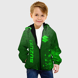 Куртка с капюшоном детская Suzuki - green gradient вертикально, цвет: 3D-черный — фото 2