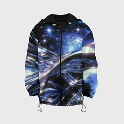 Куртка с капюшоном детская Закрученные линии и звезды - космическая абстракци, цвет: 3D-черный