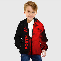 Куртка с капюшоном детская Portal - red gradient по-вертикали, цвет: 3D-черный — фото 2