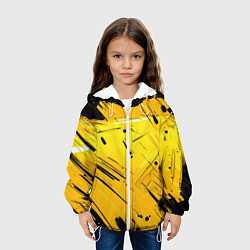 Куртка с капюшоном детская Желтая краска на черном фоне, цвет: 3D-белый — фото 2