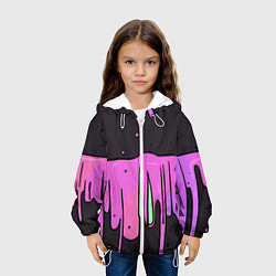 Куртка с капюшоном детская Фиолетовая текстура на черном фоне, цвет: 3D-белый — фото 2