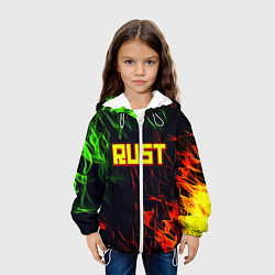 Куртка с капюшоном детская RUST огненная текстура, цвет: 3D-белый — фото 2