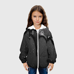 Куртка с капюшоном детская Черная текстура - хром, цвет: 3D-белый — фото 2