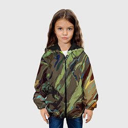Куртка с капюшоном детская Абстракция тон хаки, цвет: 3D-черный — фото 2