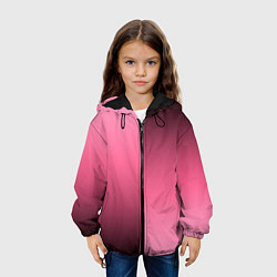 Куртка с капюшоном детская Розовый с затемнением градиент пополам, цвет: 3D-черный — фото 2