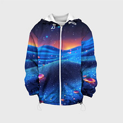 Куртка с капюшоном детская Синяя дюна - текстура, цвет: 3D-белый