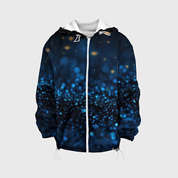 Куртка с капюшоном детская Боке блестяшки на черном, цвет: 3D-белый