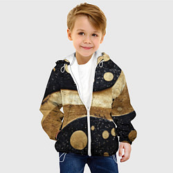 Куртка с капюшоном детская Золотая объемная абстракция - текстура, цвет: 3D-белый — фото 2