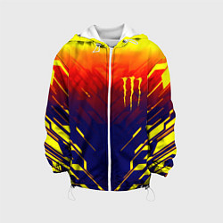 Куртка с капюшоном детская Monster energy geometry yellow, цвет: 3D-белый