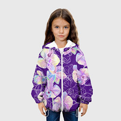 Куртка с капюшоном детская Японские акварельные орхидеи, цвет: 3D-белый — фото 2