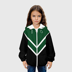 Куртка с капюшоном детская Зелёный с чёрным и белые полосы, цвет: 3D-белый — фото 2
