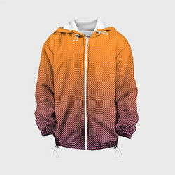 Куртка с капюшоном детская Градиент оранжевый в фиолетовый мелкий ромбик, цвет: 3D-белый