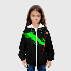 Куртка с капюшоном детская Color black green red, цвет: 3D-белый — фото 2