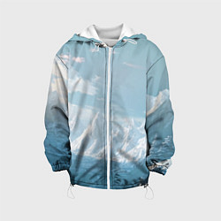 Куртка с капюшоном детская Снежный горный хребет светло-голубой, цвет: 3D-белый