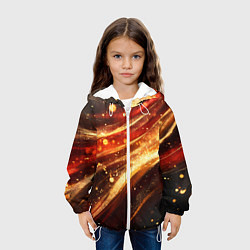 Куртка с капюшоном детская Красно-золотая текстура на черном, цвет: 3D-белый — фото 2