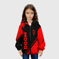 Куртка с капюшоном детская Doom - red gradient вертикально, цвет: 3D-черный — фото 2