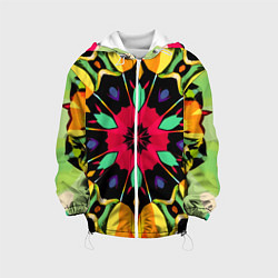 Куртка с капюшоном детская Салатовый калейдоскоп, цвет: 3D-белый