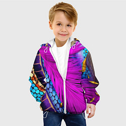 Куртка с капюшоном детская Чешуя и розовое перо, цвет: 3D-белый — фото 2