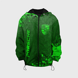 Куртка с капюшоном детская Porsche - green gradient вертикально, цвет: 3D-черный