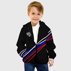Куртка с капюшоном детская Герб и полосы цветов флага на чёрном, цвет: 3D-черный — фото 2