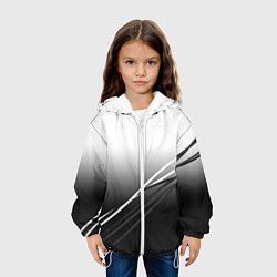 Куртка с капюшоном детская Градиент с полосами из белого в тёмный, цвет: 3D-белый — фото 2