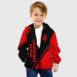 Куртка с капюшоном детская Death Stranding - red gradient вертикально, цвет: 3D-черный — фото 2