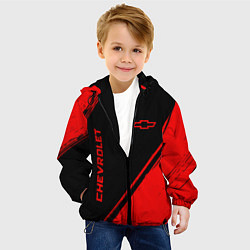 Куртка с капюшоном детская Chevrolet - red gradient вертикально, цвет: 3D-черный — фото 2