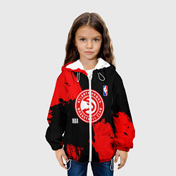 Куртка с капюшоном детская Atlanta Hawks black and red, цвет: 3D-белый — фото 2