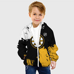 Куртка с капюшоном детская Бостон Брюинз - разлитая краска, цвет: 3D-белый — фото 2