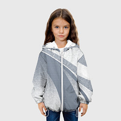 Куртка с капюшоном детская Светлый серо-голубой текстурированный с полосой, цвет: 3D-белый — фото 2