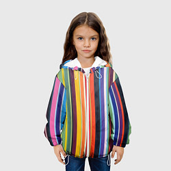 Куртка с капюшоном детская Разноцветная полоска, цвет: 3D-белый — фото 2