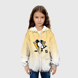Куртка с капюшоном детская Питтсбург Пингвинз - желтый и белый, цвет: 3D-белый — фото 2