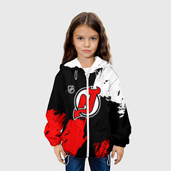 Куртка с капюшоном детская Нью Джерси Девилз - брызги краски, цвет: 3D-белый — фото 2