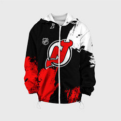 Куртка с капюшоном детская Нью Джерси Девилз - брызги краски, цвет: 3D-белый