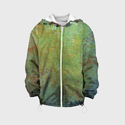 Куртка с капюшоном детская Абстракция - green oil stain, цвет: 3D-белый