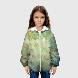 Куртка с капюшоном детская Абстракция - faded spots on a green background, цвет: 3D-белый — фото 2