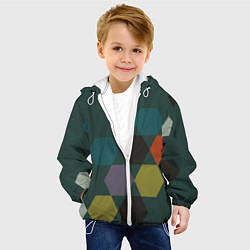 Куртка с капюшоном детская Кластер зеленая ночь, цвет: 3D-белый — фото 2
