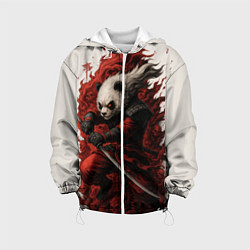 Куртка с капюшоном детская Демоническая панда самурай - нейроарт, цвет: 3D-белый