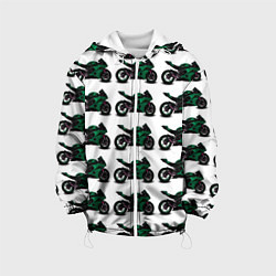 Куртка с капюшоном детская Motorbike dark green, цвет: 3D-белый